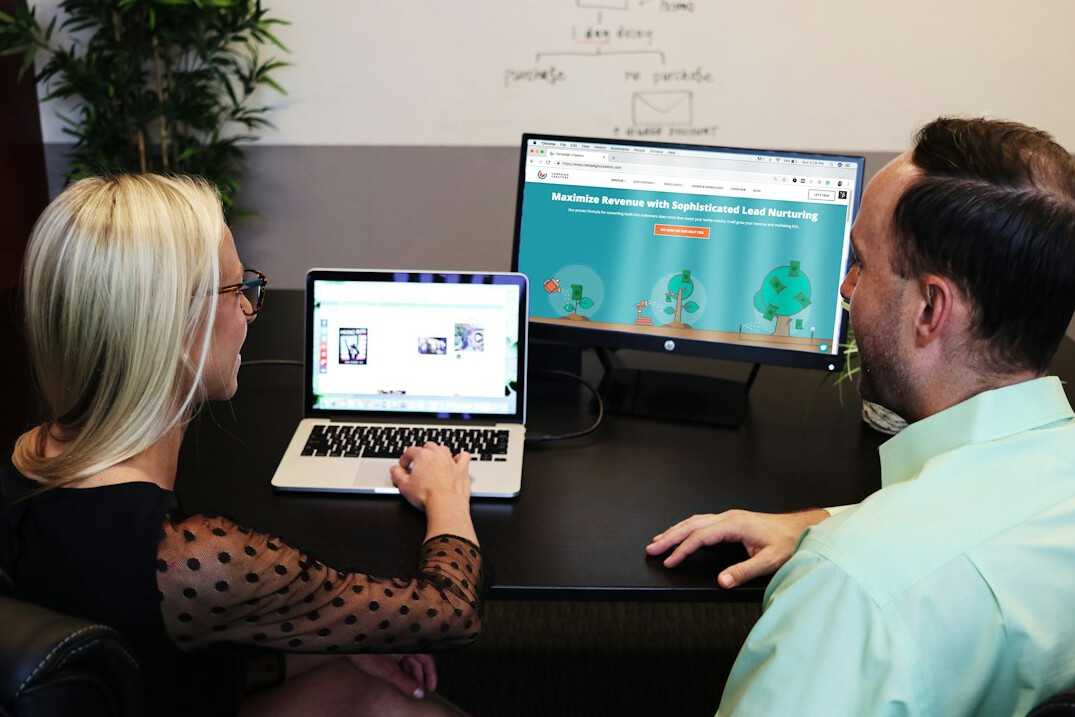 business team collaborating on programming